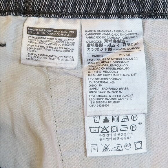 Levi Strauss & Co. Chino Shorts Cotton Linen Chambray Men's Size 30 Gray Color - Picture 5 of 12
